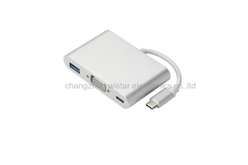 WISTAR YUSBC-NT01 USB Type -c male to network 1000M/s+3*usb3.0 female adaptor