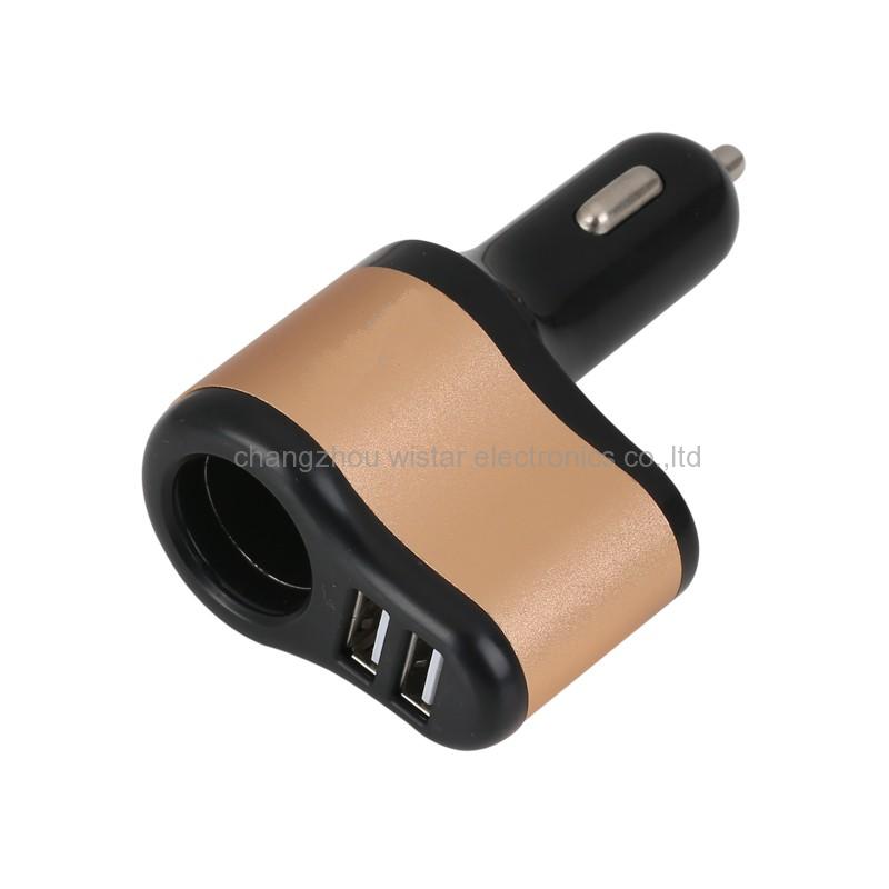 Wistar CC-1-12 Dual USB Car Charger Adapter 3.1A 120W With 1 Socket Splitter Cigarette Lighter