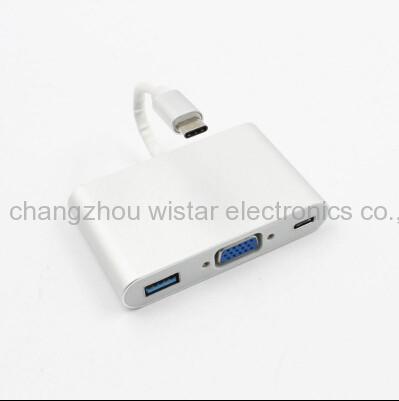 Wistar TCA-04 Type C USB 3.1 Hub USB-C to USB 3.0/ VGA/ Type C HDMI Female Adapter